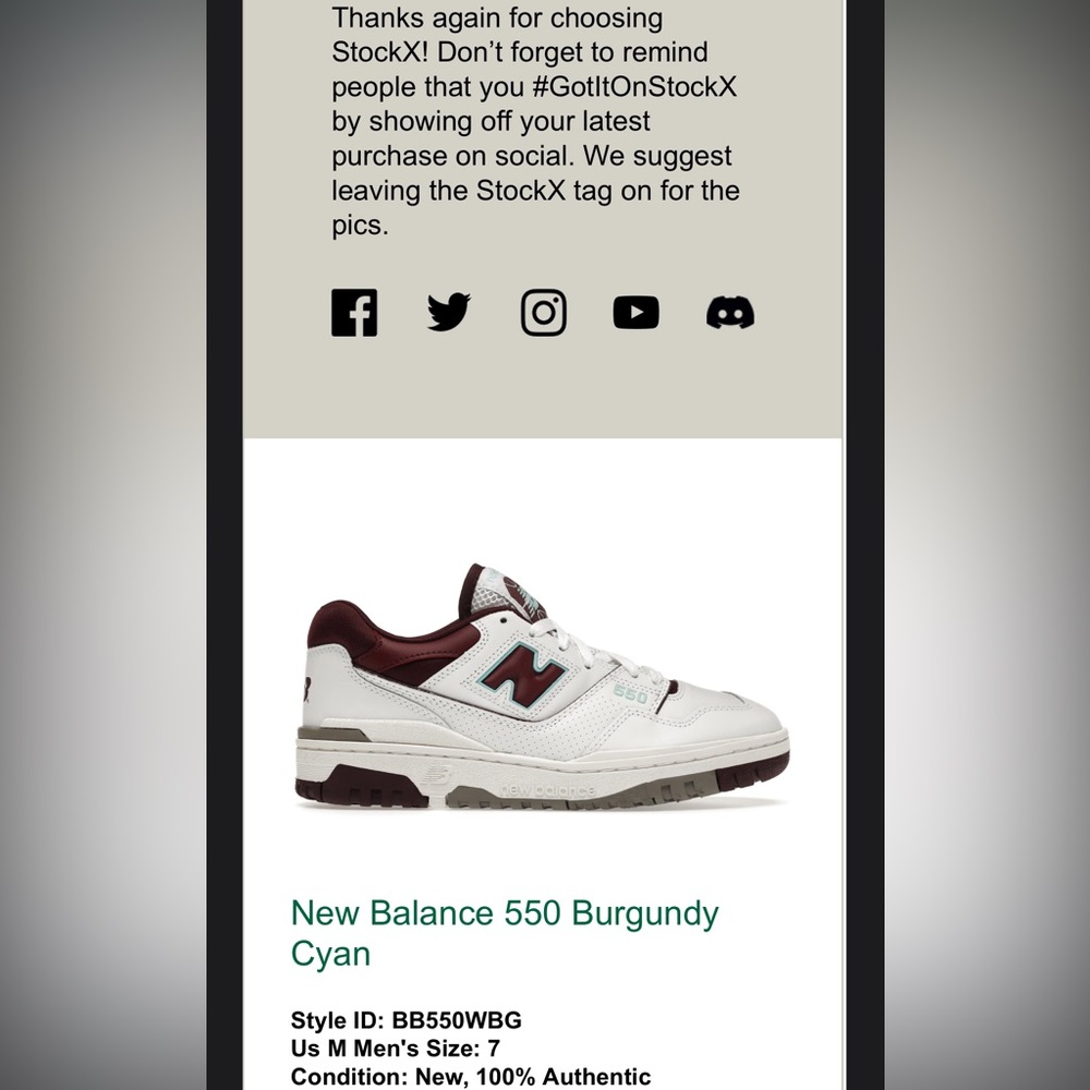 New Balance 550 Burgundy Cyan - Picture 5 of 5